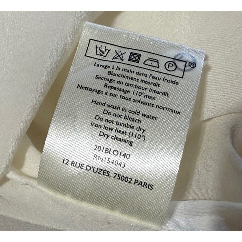 Sezane Ivory Ilonie Blouse Size 10 US Womens Designer Silk Top Cream Loose Fit - Picture 11 of 11